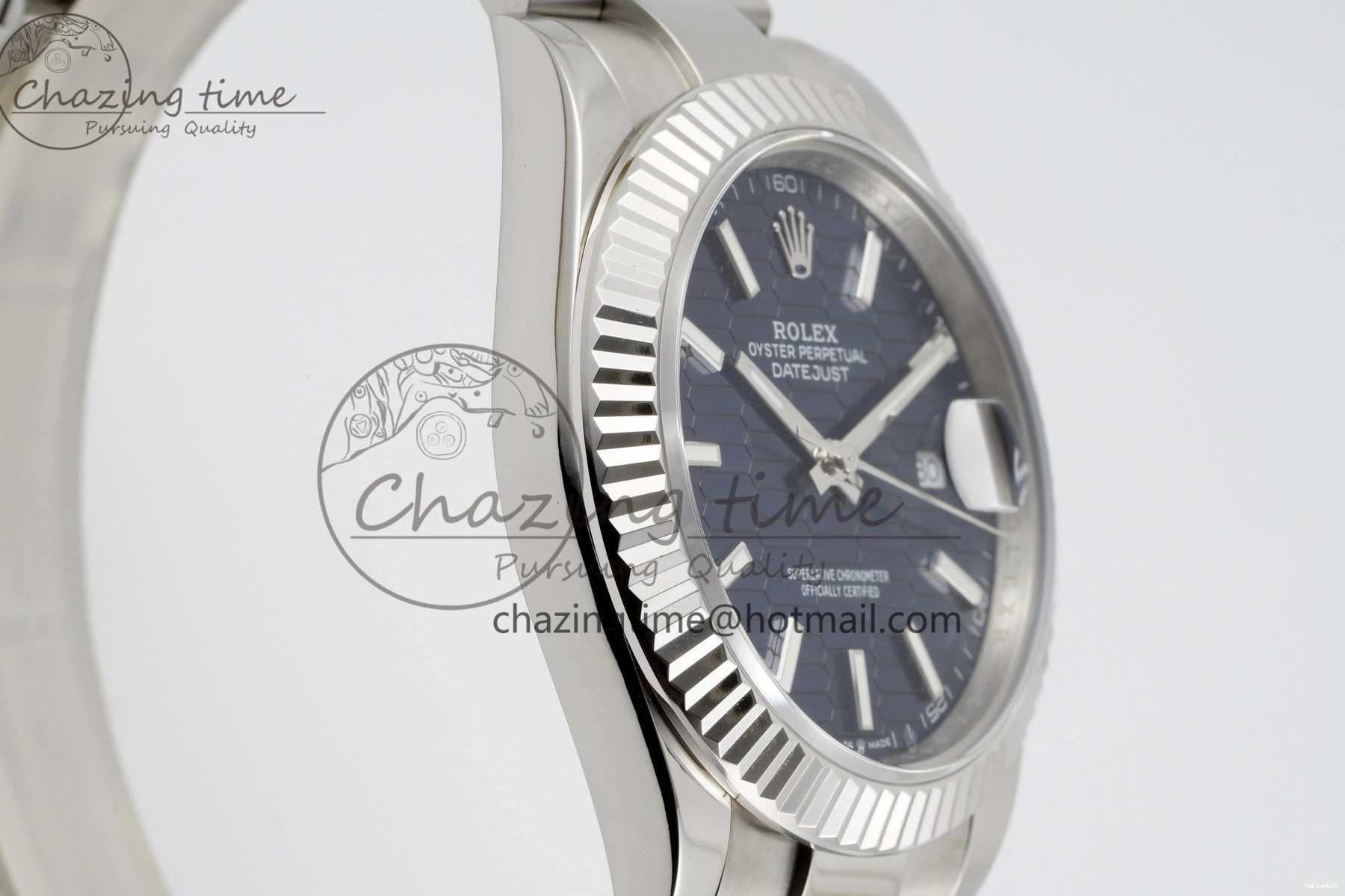 Bracelet Steel JDF DateJust on SS Dial Blue V2 VR3235 41 904L Oyster Textured 0309